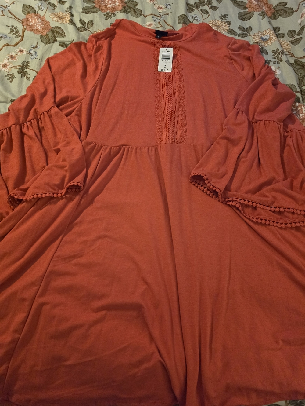 NWT Torrid 6 Orange Dress Bell Sleeves